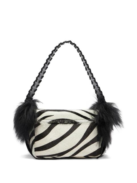 Blumarine mini zebra-print shoulder bag - White