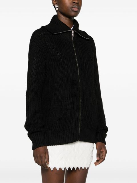 Prada enamel-triangle zip-up cardigan - Black