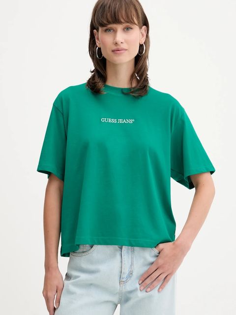 Guess Jeans t-shirt bawełniany damski kolor turkusowy W5RI42 K8HM0 - zdjęcie produktu nr 1