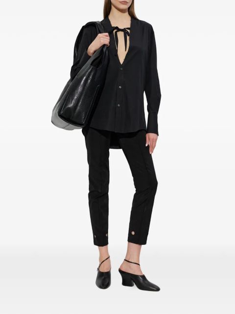 Maison Margiela frayed-edge tie-fastening shirt - Black - zdjęcie produktu nr 2