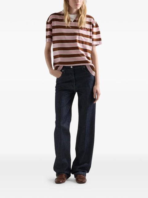 Prada Bayadere striped lisle cotton T-shirt - Pink - zdjęcie produktu nr 2