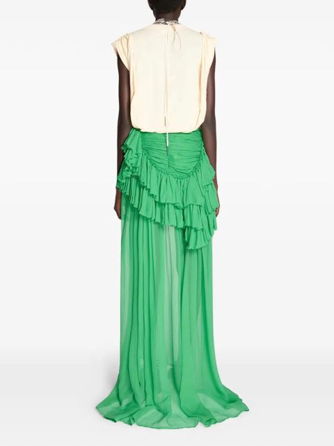 DRIES VAN NOTEN ruffled silk skirt - Green