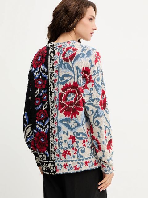 Farm Rio kardigan z domieszką wełny damski kolor czarny ciepły 345841