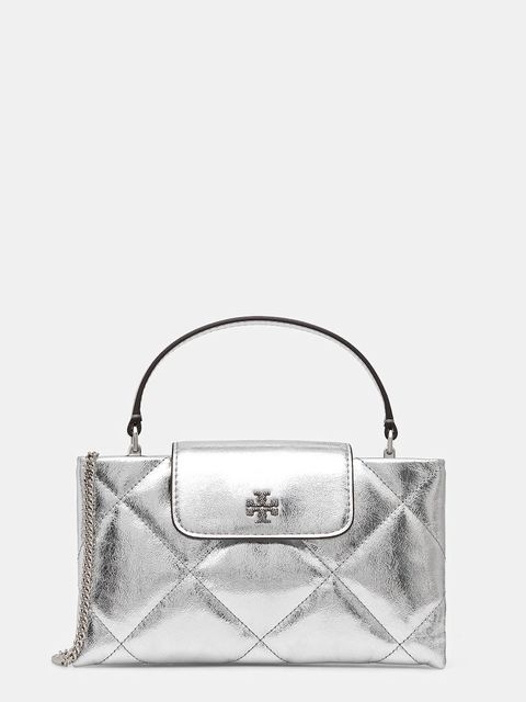 Tory Burch torebka skórzana Kira Diamond kolor srebrny 174998-040 - zdjęcie produktu nr 1