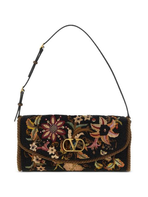Valentino Garavani small DeVain beaded floral shoulder bag - Black - zdjęcie produktu nr 1