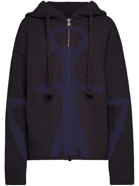 JW Anderson Anchor-intarsia hoodie - Black - zdjęcie produktu nr 1