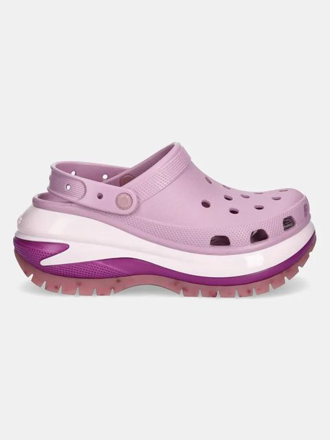 Crocs klapki Classic Mega Crush Clog damskie kolor fioletowy na platformie 207988.5BX
