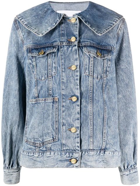 GANNI Peter Pan-collar denim jacket - Blue