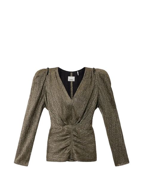 ISABEL MARANT Marlin gathered-sleeves blouse - Gold - zdjęcie produktu nr 1