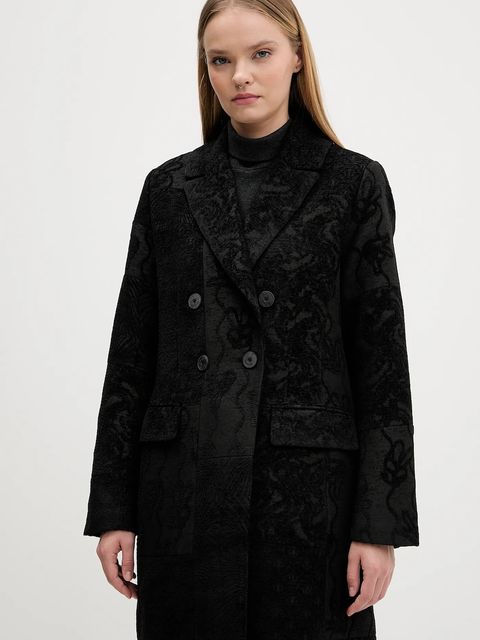 Desigual płaszcz PATCH BLACK kolor czarny 25WWEW16