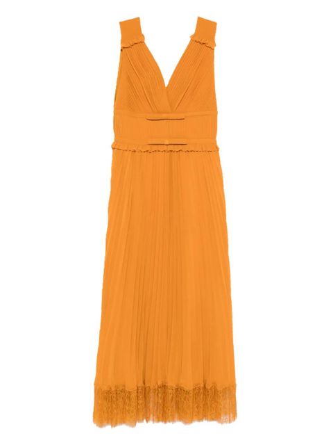 Self-Portrait pleated lace-trimmed dress - Orange - zdjęcie produktu nr 1