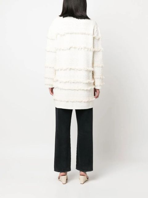 TWINSET fringe-detail long-sleeve cardi-coat - Neutrals