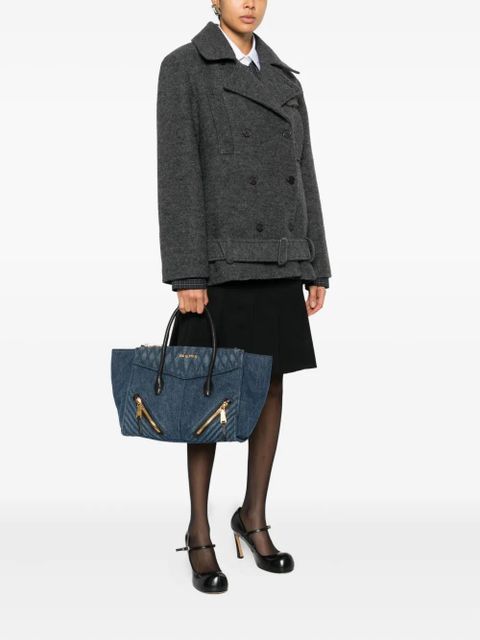 Miu Miu quilted-panel tote bag - Blue