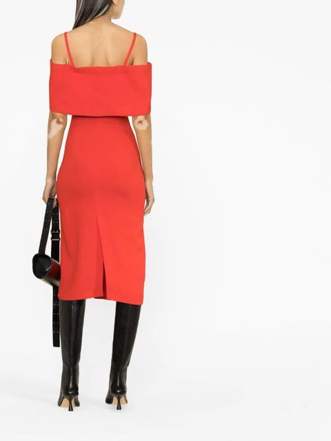Victoria Beckham off-shoulder midi dress - Red - zdjęcie produktu nr 2