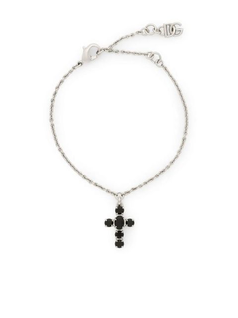 Dolce & Gabbana cross-pendant fine-link bracelet - Silver - zdjęcie produktu nr 1