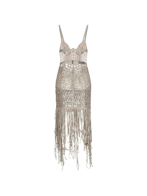 The Attico sequinned fringed dress - Silver - zdjęcie produktu nr 2