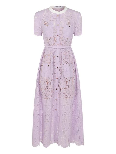 Self-Portrait lace button-up midi dress - Purple - zdjęcie produktu nr 1