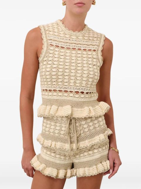 ZIMMERMANN Wanderlust crochet ruffled top - Neutrals