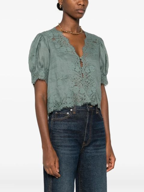 DÔEN Idella lace-trimmed blouse - Blue