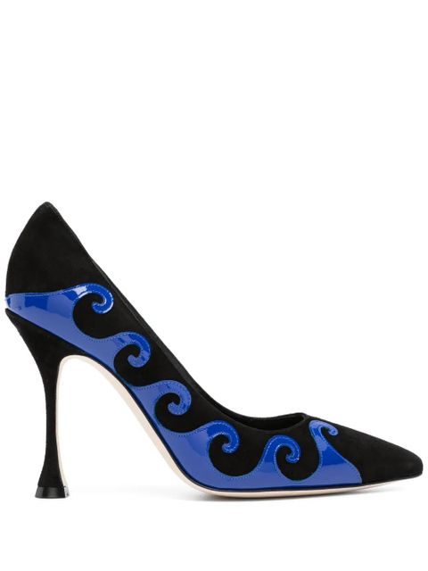 Manolo Blahnik Kasai 105mm swirl-detail pumps - Black - zdjęcie produktu nr 1