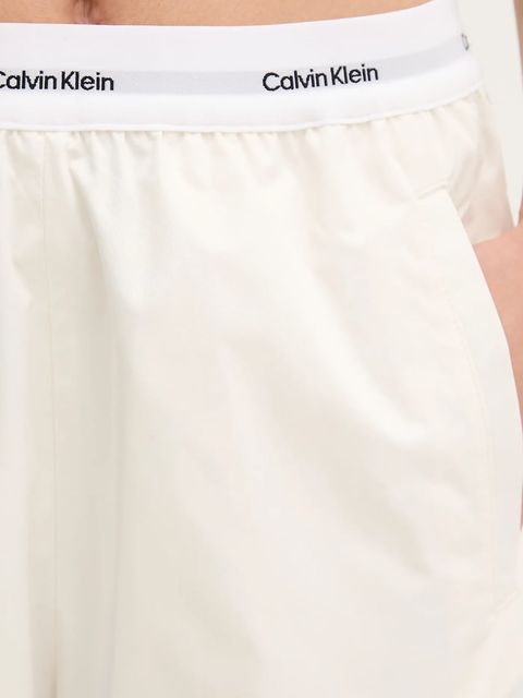 Calvin Klein Jeans spodnie bawełniane damskie kolor beżowy szerokie high waist LV044C403G