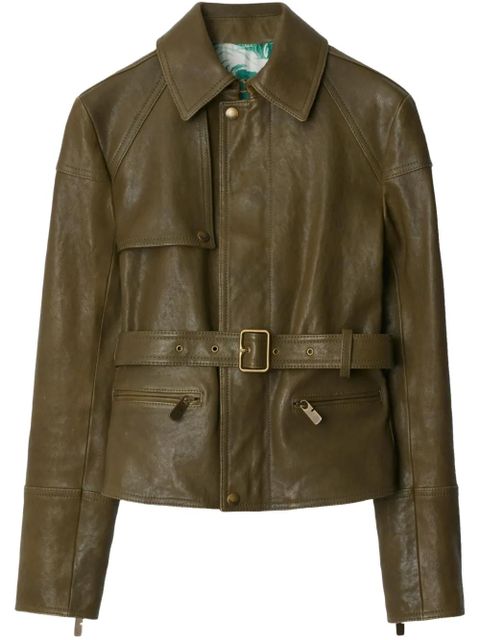 Burberry belted leather jacket - Green - zdjęcie produktu nr 1