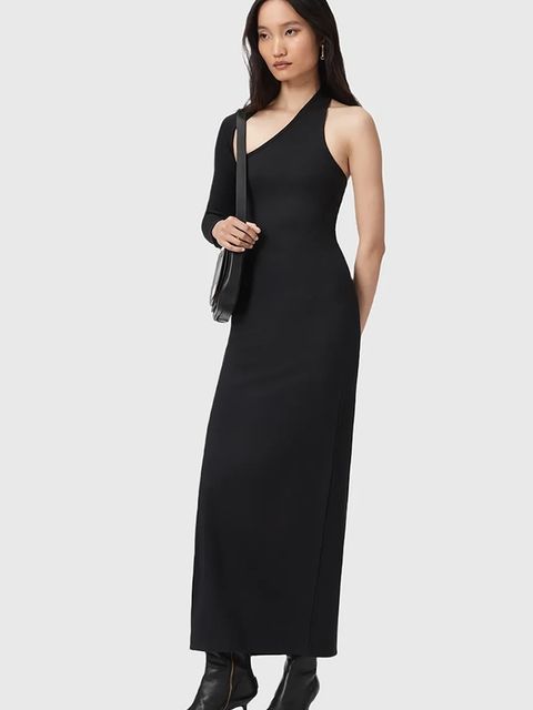 AllSaints sukienka ARI kolor czarny maxi dopasowana W074DD