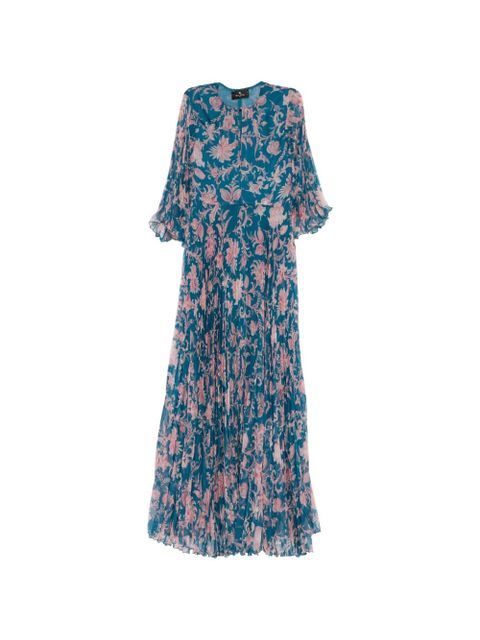 ETRO floral-pattern pleated dress - Blue - zdjęcie produktu nr 1
