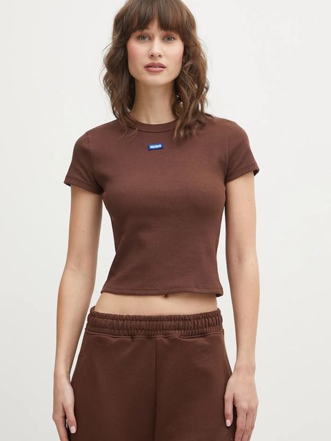 Hugo Blue t-shirt Baby Tee_B damski kolor brązowy 50510749 - zdjęcie produktu nr 1