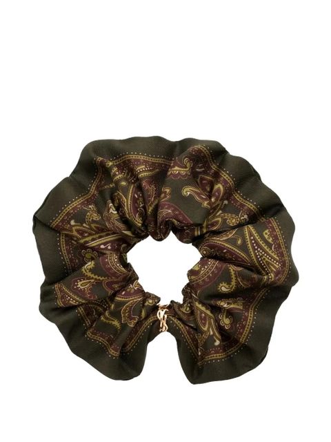 Saint Laurent patterned silk scrunchie - Brown - zdjęcie produktu nr 1