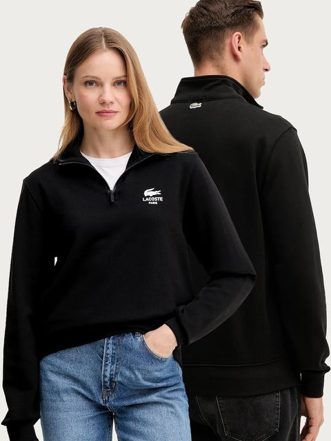 Lacoste bluza bawełniana kolor czarny z nadrukiem SH2735 - zdjęcie produktu nr 1