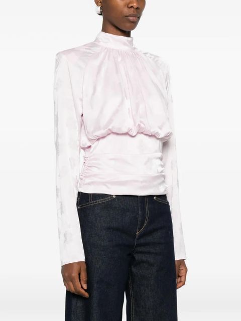 ROTATE BIRGER CHRISTENSEN floral-jacquard long-sleeve blouse - Pink