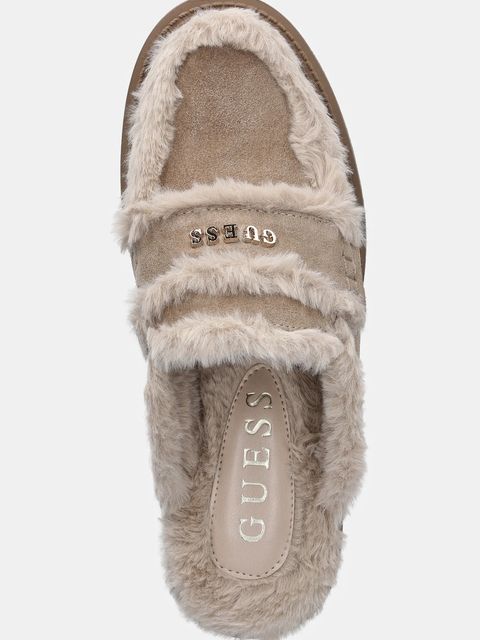 Guess klapki zamszowe YANETA kolor beżowy FLFYAT SUE06