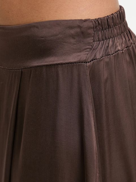 Answear.LAB spódnica kolor brązowy maxi rozkloszowana