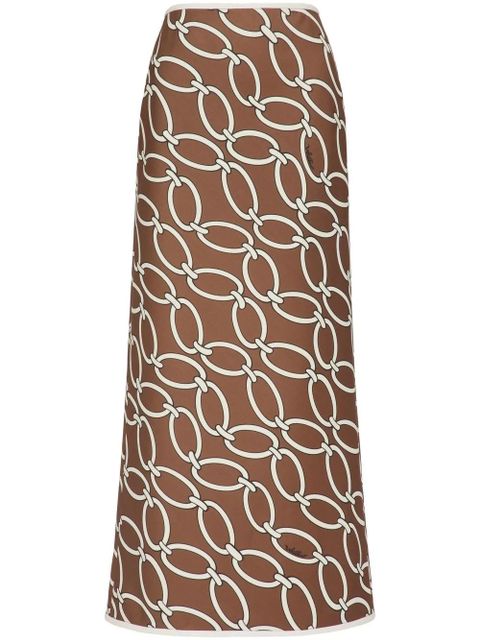 Valentino Garavani chain-link print virgin wool skirt - Brown - zdjęcie produktu nr 1