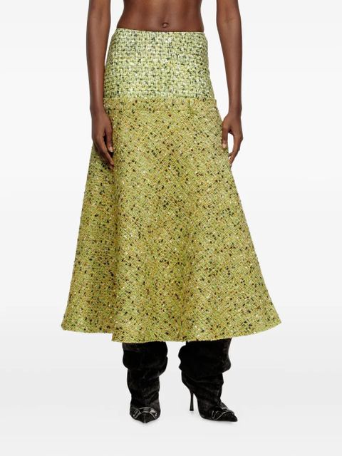 Diesel tweed-textured flared midi skirt - Green - zdjęcie produktu nr 1