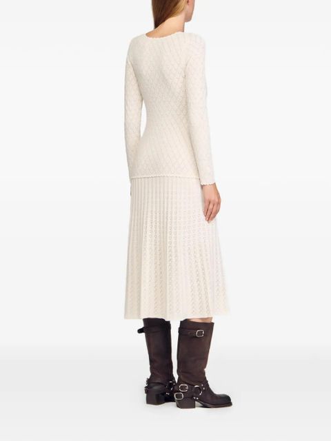 SANDRO pointelle-knit maxi dress - Neutrals