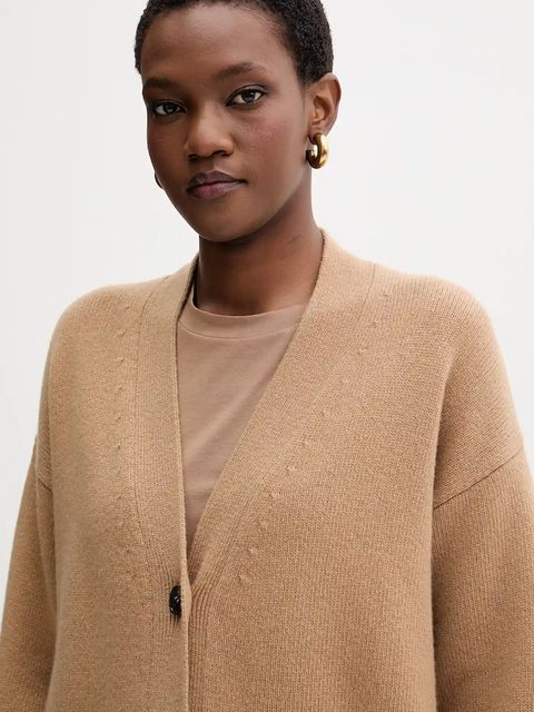 Weekend Max Mara kardigan wełniany GODEZIA damski kolor beżowy lekki 2525346042600