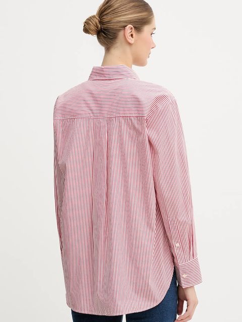 Tommy Hilfiger koszula bawełniana damska kolor czerwony relaxed z kołnierzykiem klasycznym WW0WW48190