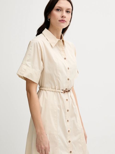 Pedro del Hierro sukienka kolor beżowy midi rozkloszowana 3819813