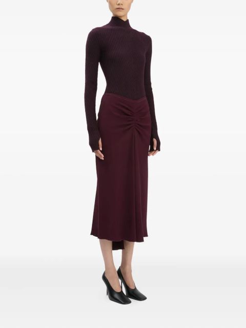 Victoria Beckham ribbed high-neck polo top - Red