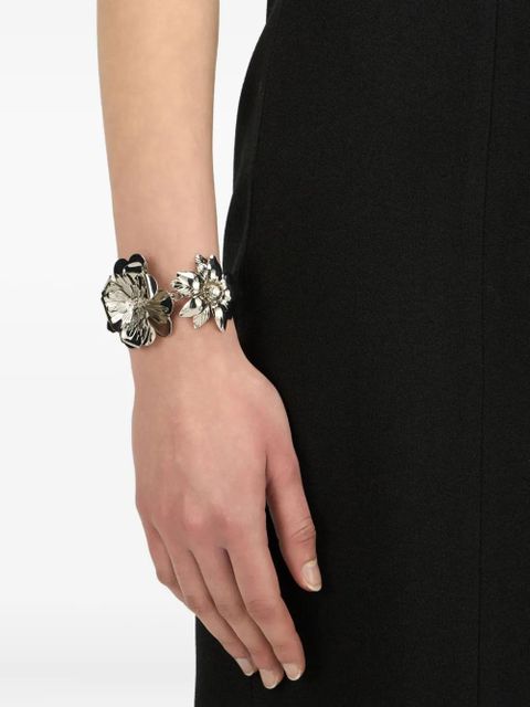 Blumarine floral-appliqué bracelet - Grey