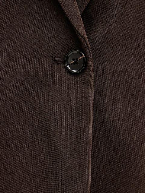 Abercrombie & Fitch marynarka kolor brązowy jednorzędowa gładka KI144-5233-480