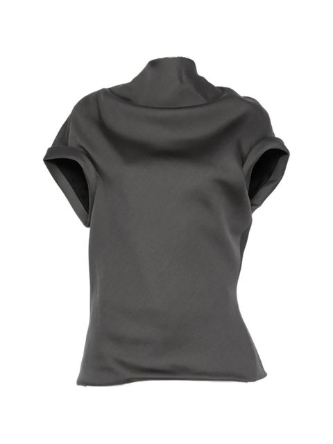 KHAITE draped high-neck blouse - Grey - zdjęcie produktu nr 1