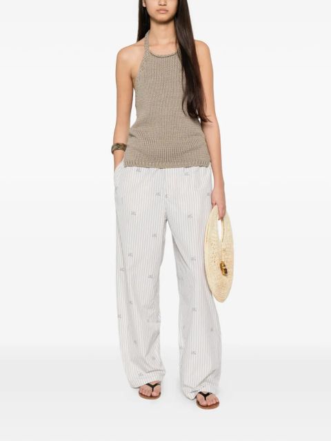 Jacquemus stripe-pattern embroidered trousers - White - zdjęcie produktu nr 2