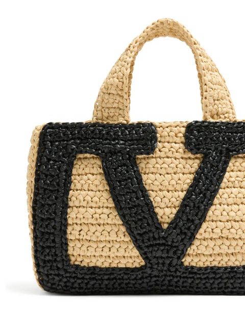 Valentino Garavani small Viva Superstar raffia tote bag - Neutrals