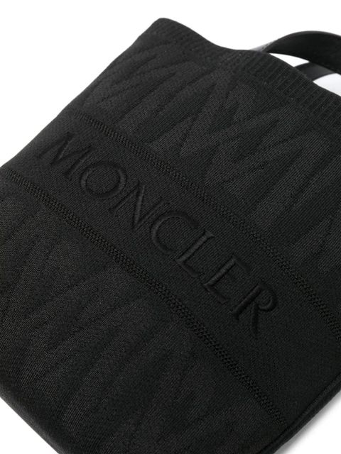 Moncler logo-embroidered woven tote bag - Black