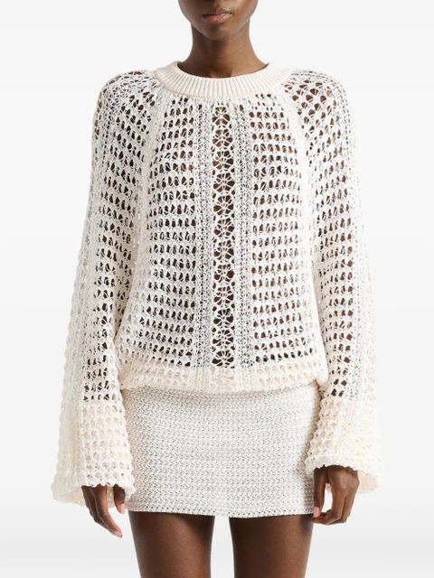 Balmain short crochet lace dress - Neutrals