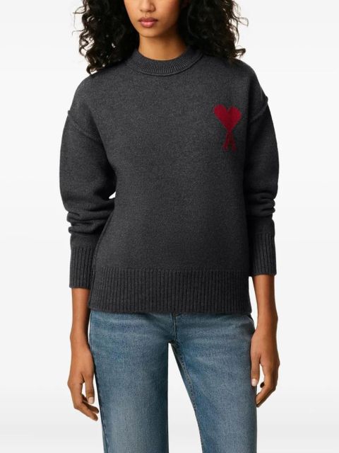 AMI Paris Ami de Coeur heart motif sweater - Grey
