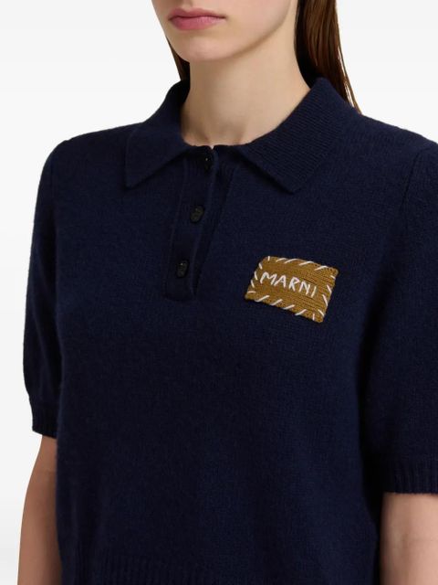 Marni logo-patch polo shirt - Blue - zdjęcie produktu nr 2